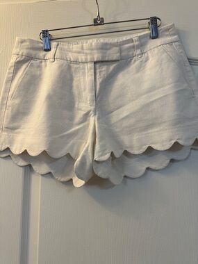 J. Crew Factory Cream Scallop Hem High-Waist Shorts